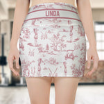 Tennis Golf Pickleball Lacrosse Toile De Jouy - Custom Women's Skorts With Pockets