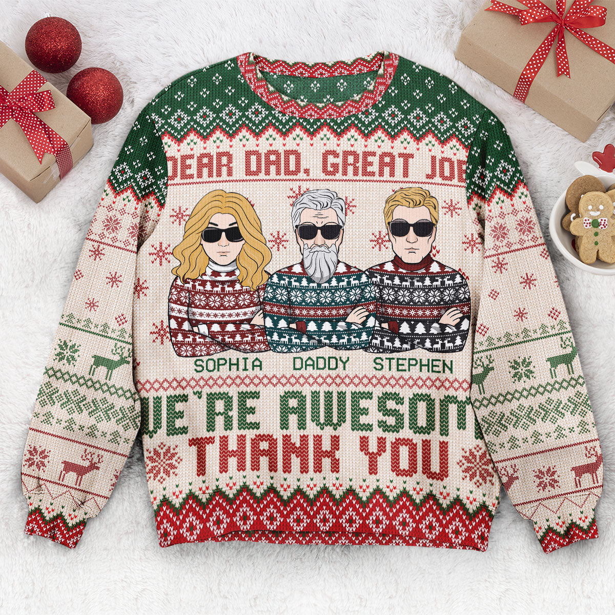 Thank You Dad - Personalized Ugly Sweater