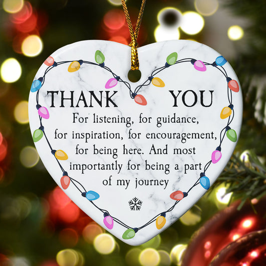 Thank You For Being A Part Of My Journey Heart-shaped Christmas Ornament