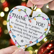 Thank You For Being A Part Of My Journey Heart-shaped Christmas Ornament