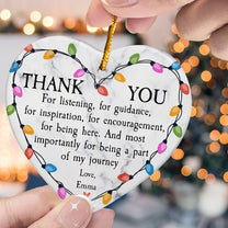 Thank You For Being A Part Of My Journey - Personalized Heart Shaped Ceramic Ornament