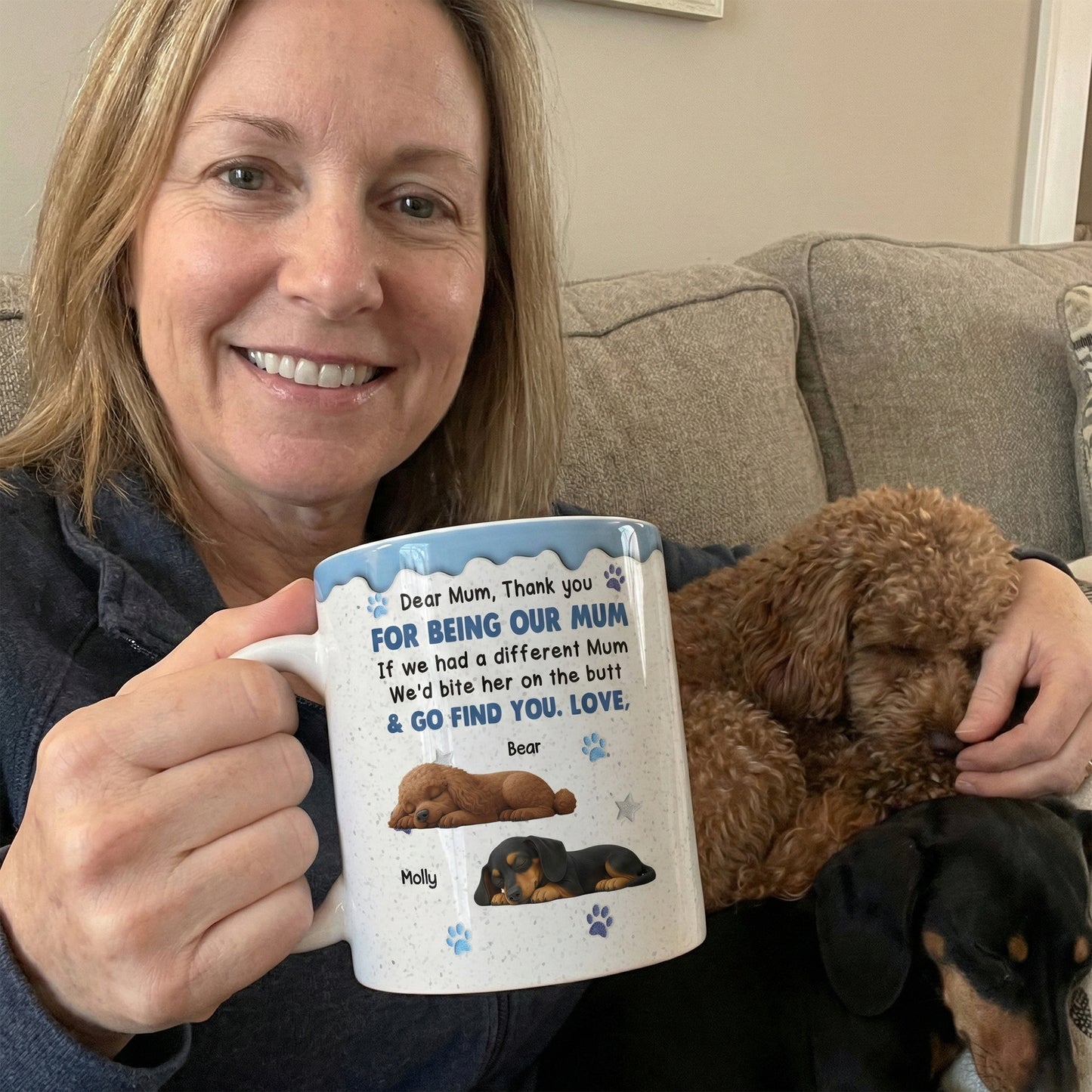Thank You For Being My Mom - Sleeping Dog - Personalized Mug
