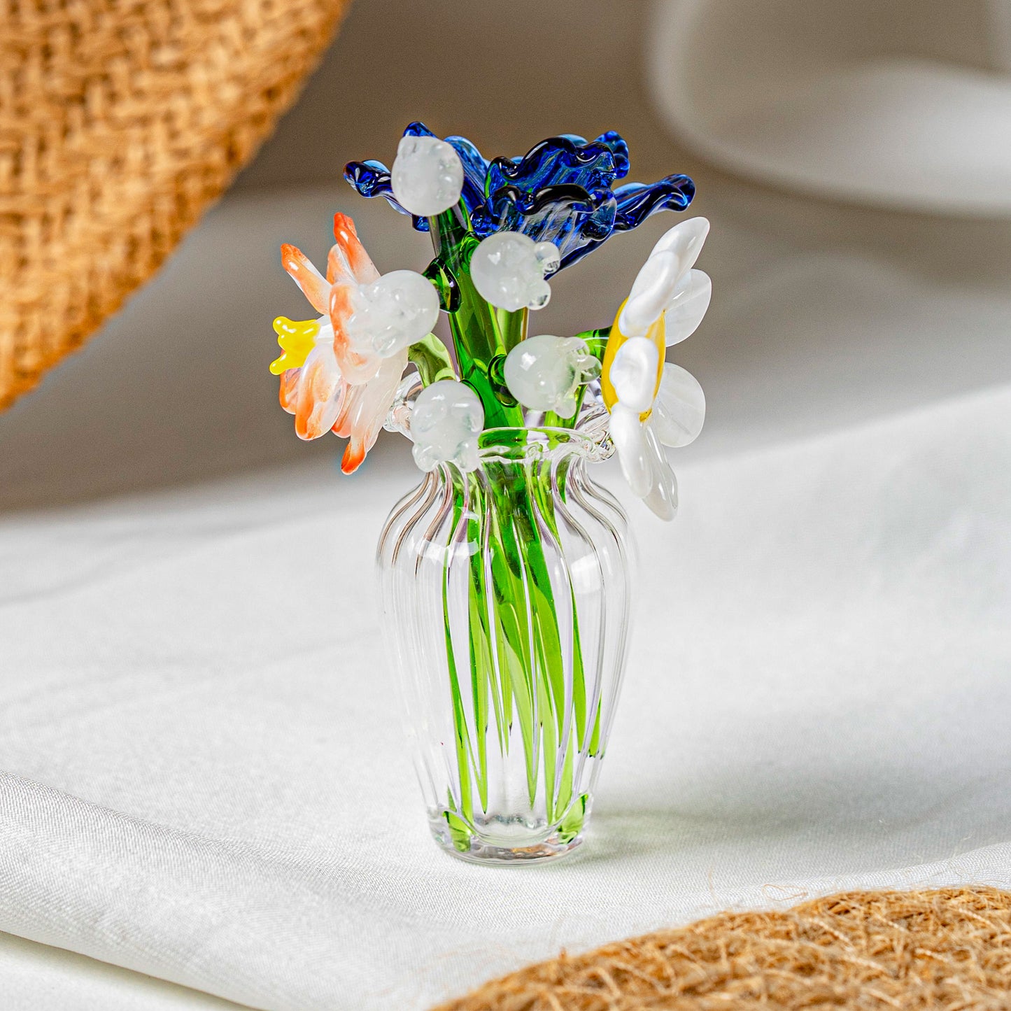 Thank You For Being My Sister Birth Flowers - Glass Flowers Bouquet With Custom Card