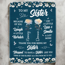 Thank You For Being My Sister Friend Flower Birthday Gift - Personalized Blanket