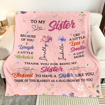 Thank You For Being My Sister, Friend, For Her, Birth Flower - Personalized Blanket