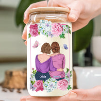 Thank You For Being My Unbiological Sister Floral - Personalized Clear Glass Cup