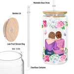 Thank You For Being My Unbiological Sister Floral - Personalized Clear Glass Cup