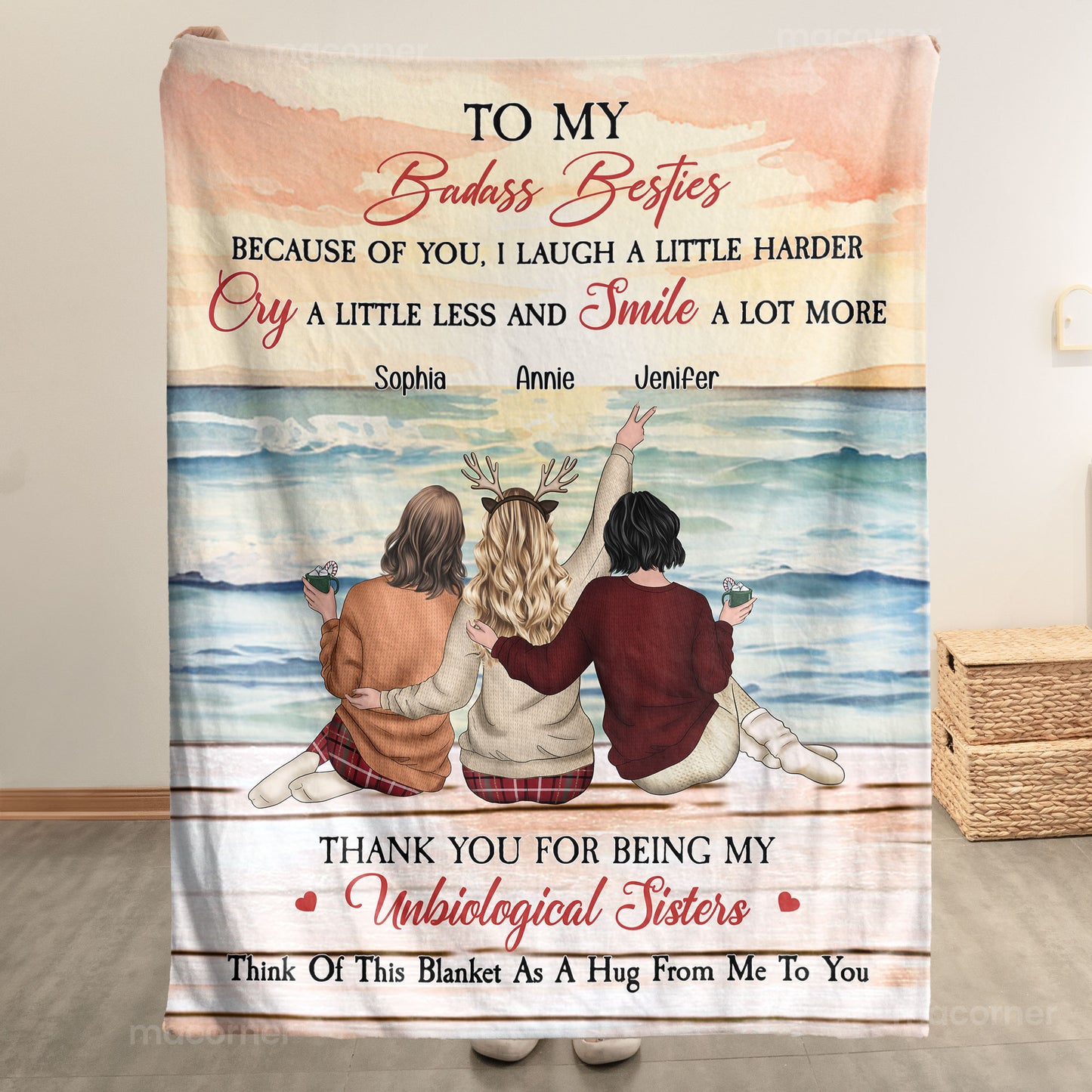 Thank You For Being My Unbiological Sister Friendship Gift - Personalized Blanket