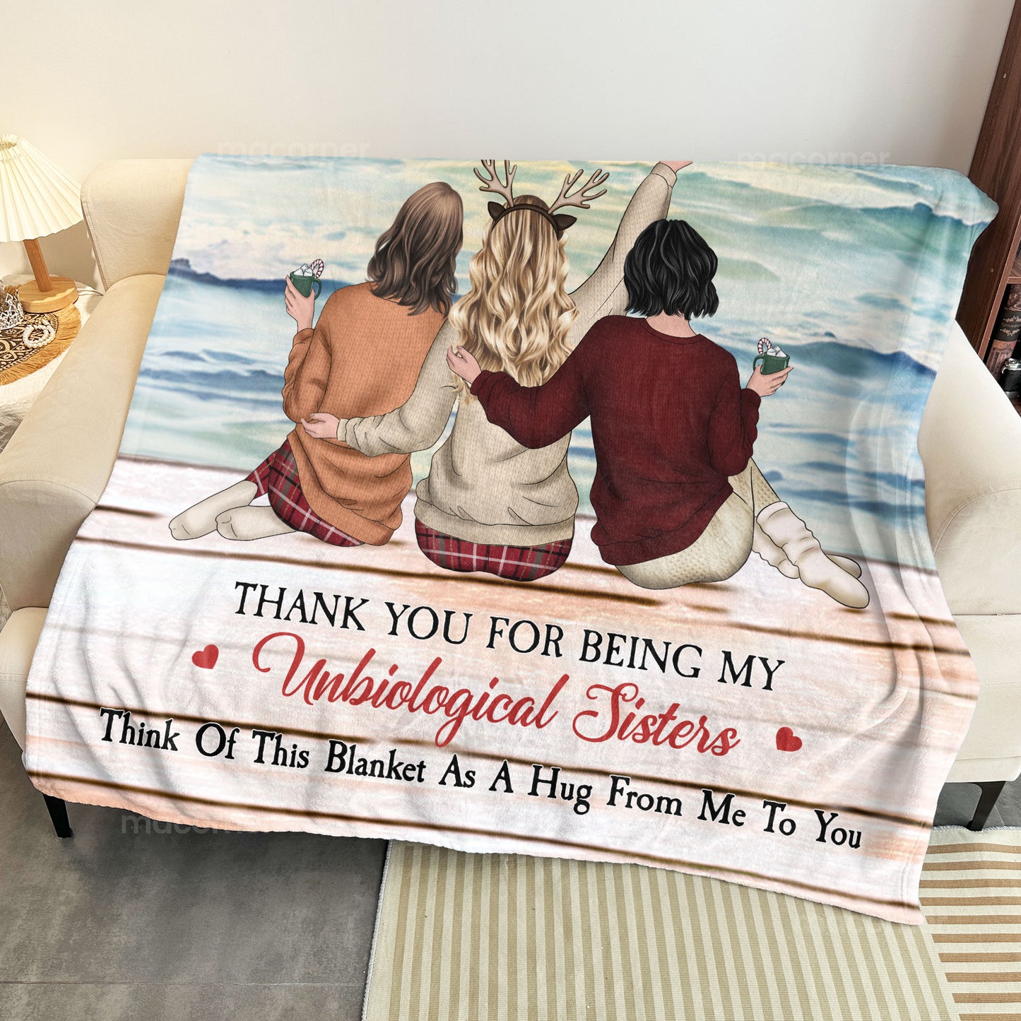 Thank You For Being My Unbiological Sister Friendship Gift - Personalized Blanket