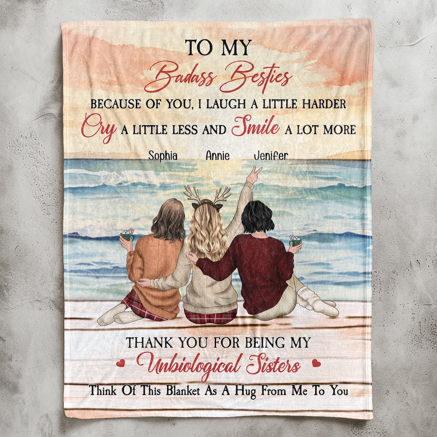 Thank You For Being My Unbiological Sister Friendship Gift - Personalized Blanket