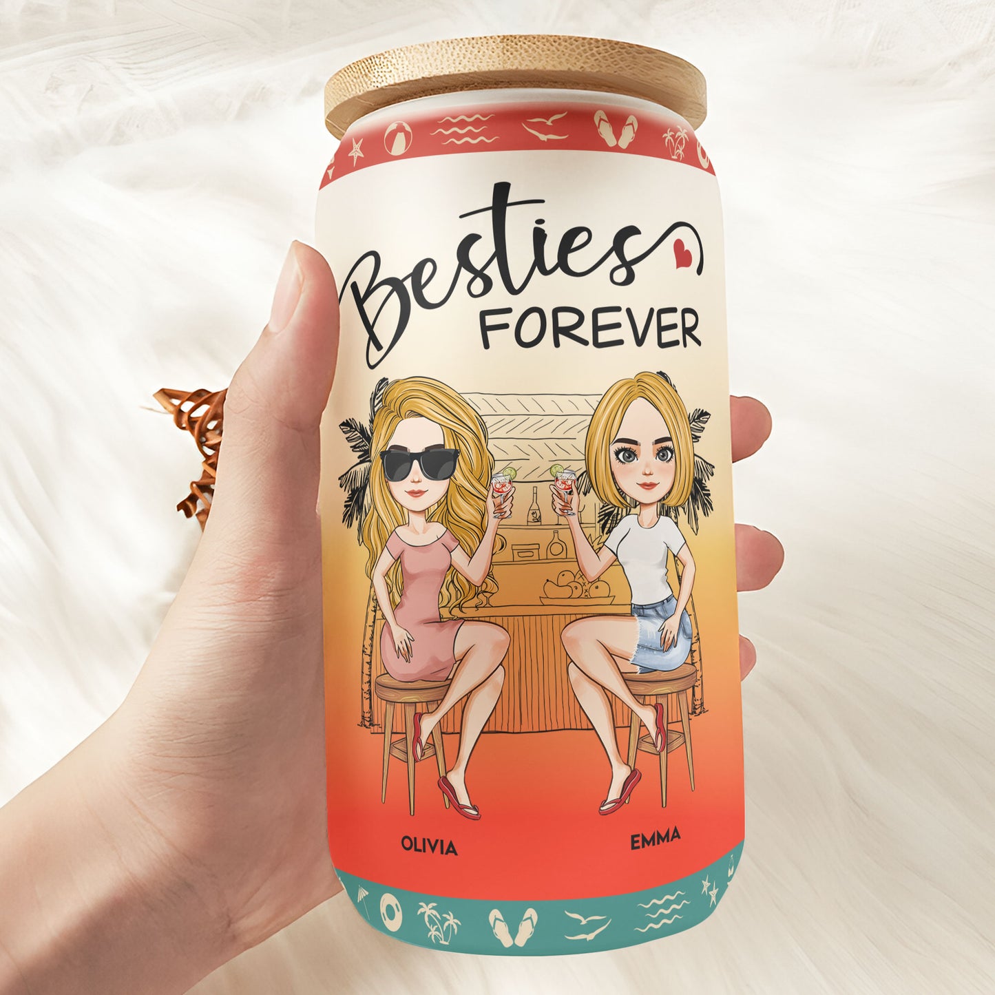 Thank You For Being My Unbiological Sister - Personalized Frosted Glass Cup