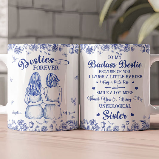 Thank You For Being My Unbiological Sister Toile De Jouy Besties - Personalized Mug