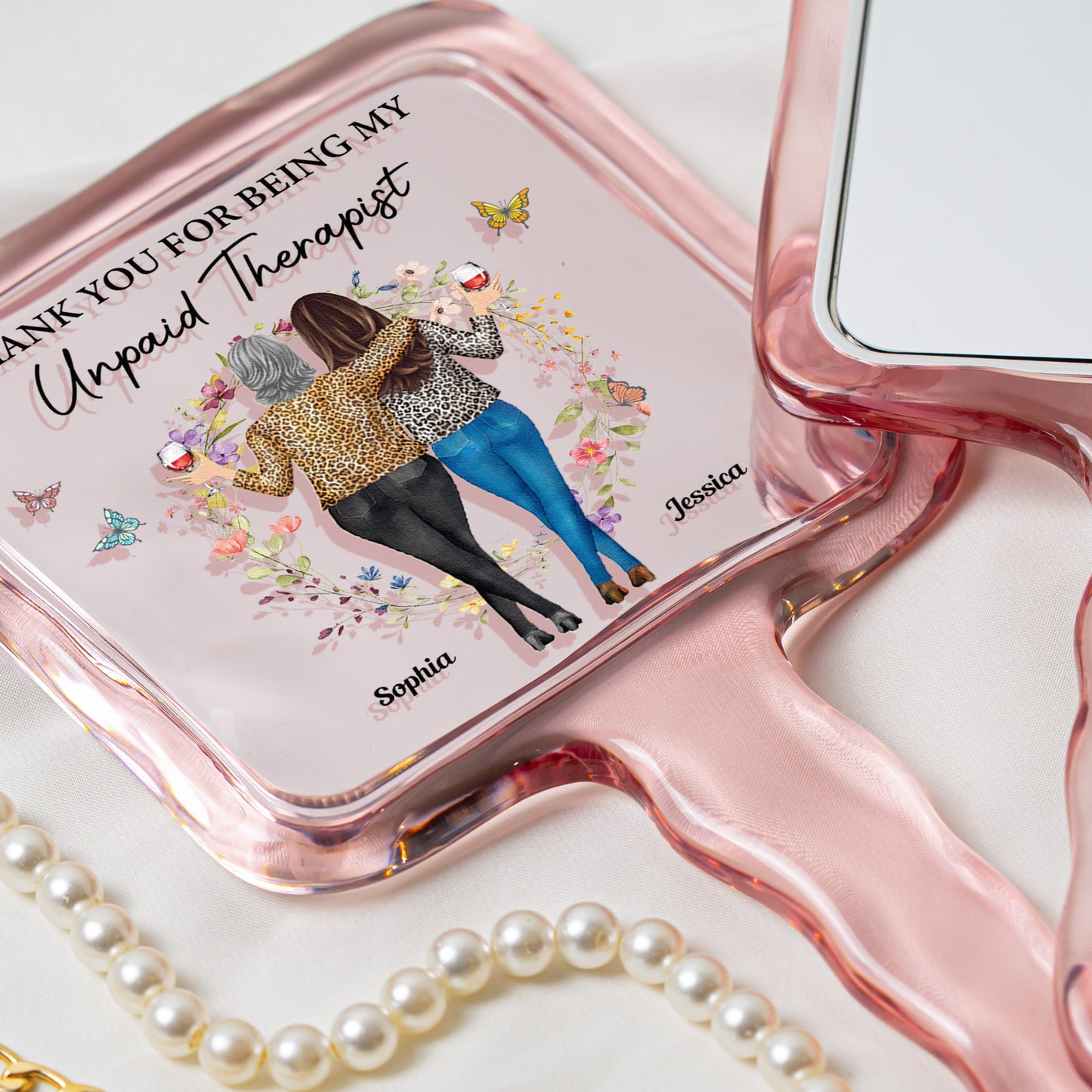 Thank You For Being My Unpaid Therapist Friendship Gifts - Personalized Handheld Mirror