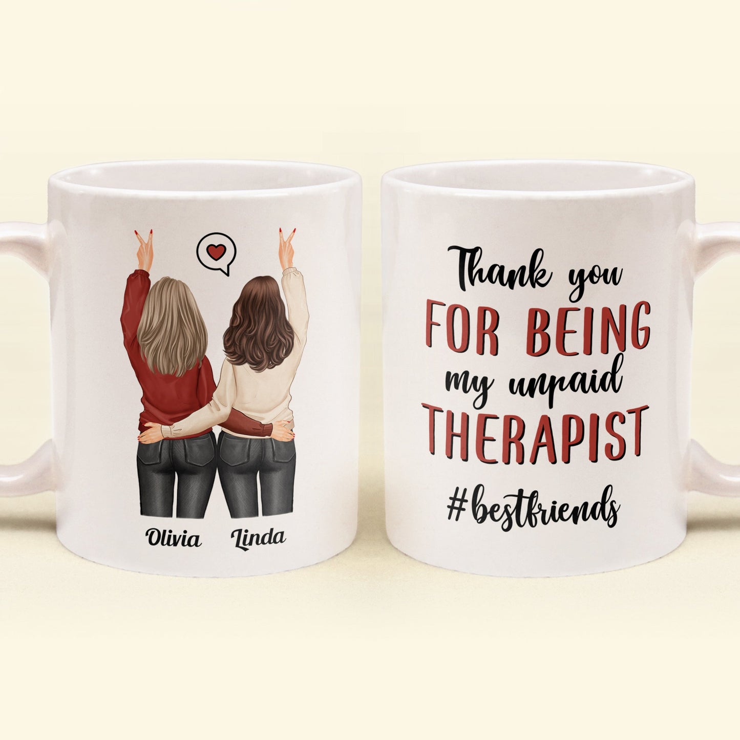 Thank You For Being My Unpaid Therapist - Personalized Mug - Fall Season, Birthday, Autumn Gift For Besties, Best Friends, Soul Sisters