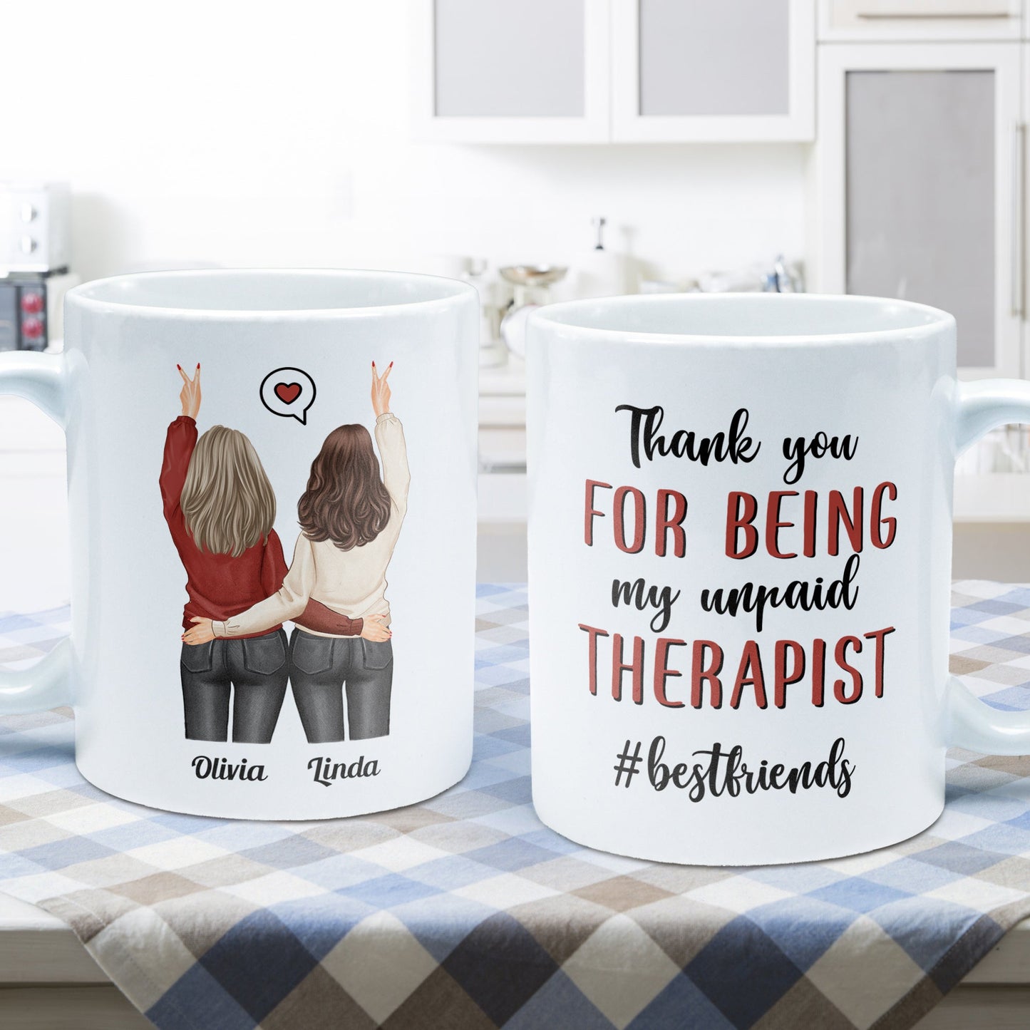 Thank You For Being My Unpaid Therapist - Personalized Mug - Fall Season, Birthday, Autumn Gift For Besties, Best Friends, Soul Sisters