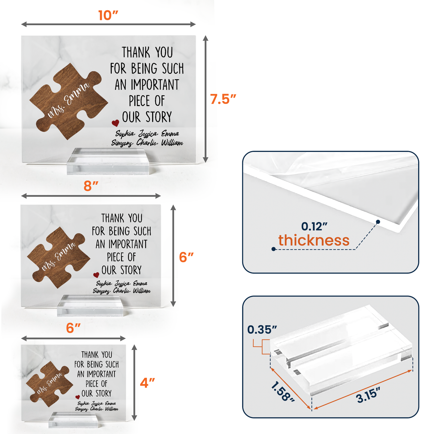 Thank You For Being Such An Important Piece Of Our Story - Personalized Acrylic Plaque