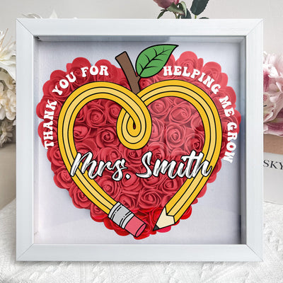 Thank You For Helping Me Grow - Personalized Flower Shadow Box