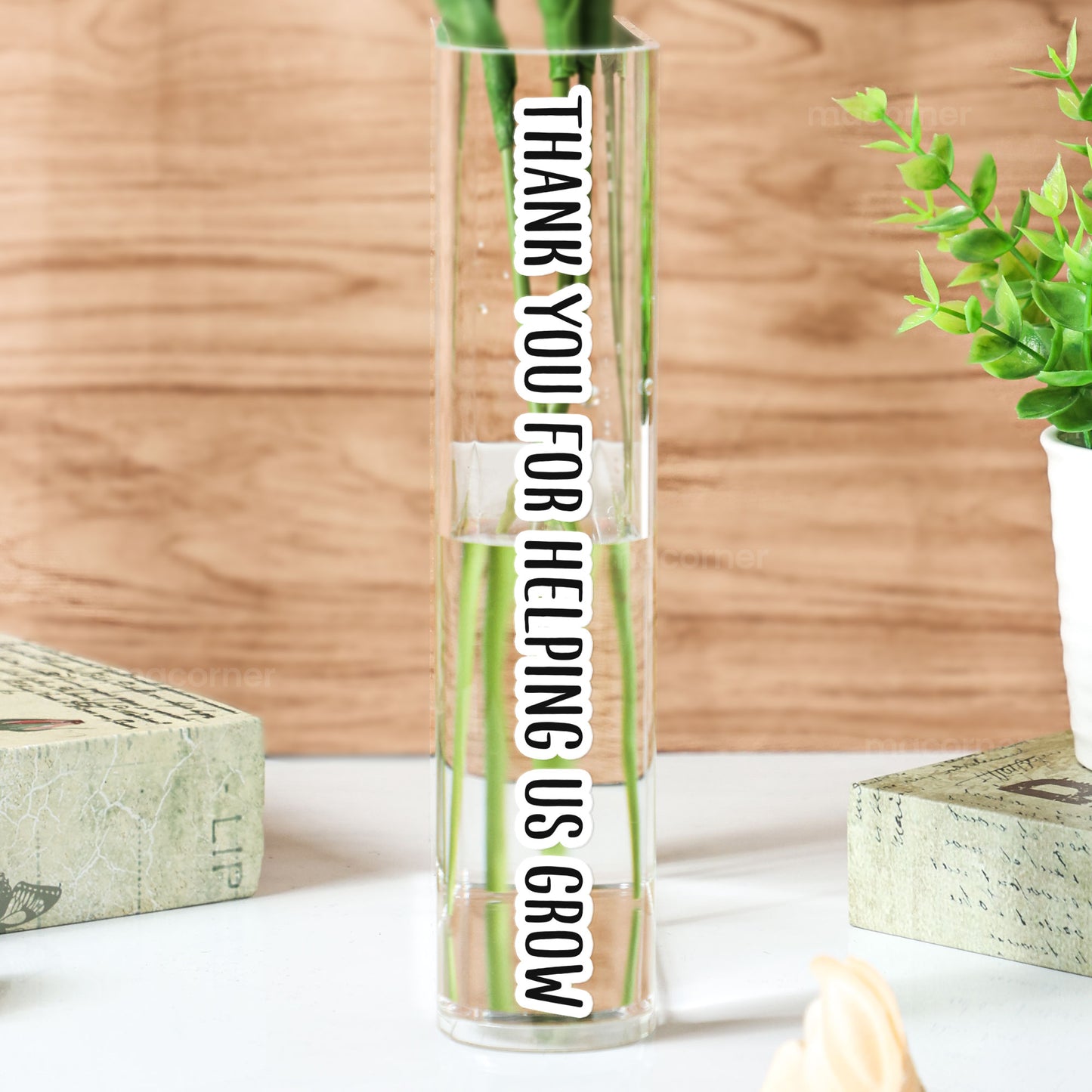 Thank You For Helping Us Grow - Personalized Acrylic Book Vase