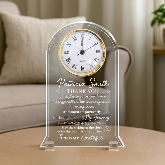 Thank You For Listening, For Guidance Retirement Gift - Personalized Acrylic Desk Clock
