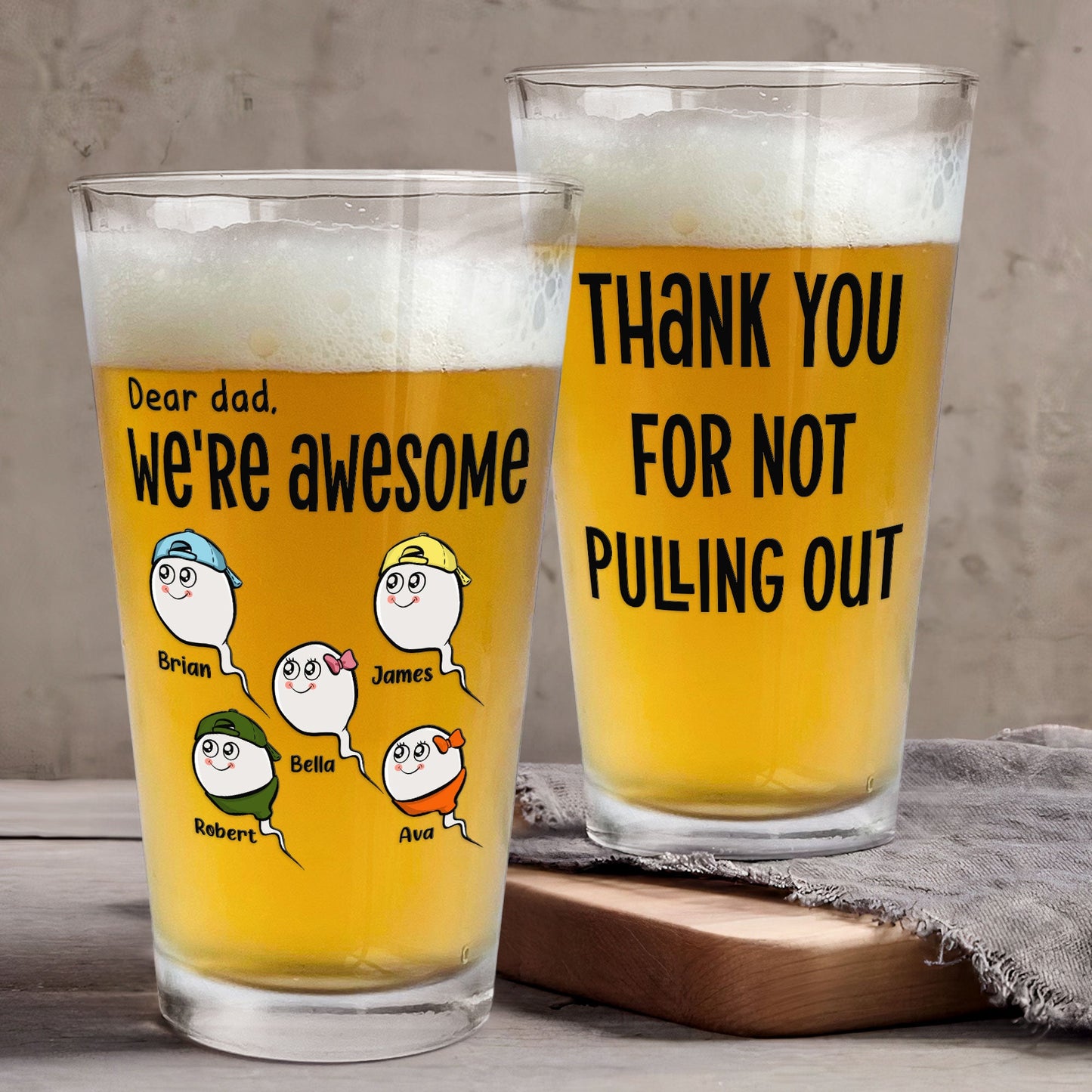 Thank You For Not Pulling Out! - Personalized Beer Glass