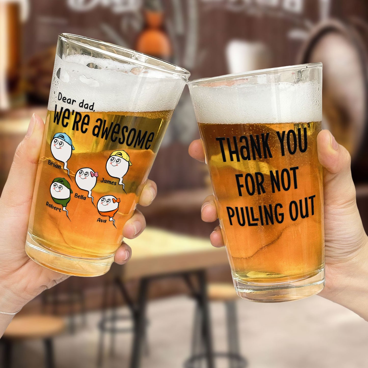 Thank You For Not Pulling Out! - Personalized Beer Glass