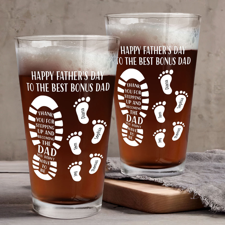 Personalized Dad Canvas - Gift Idea For Dad - Up to 5 Children - Thank You For Stepping In And Being The Dad