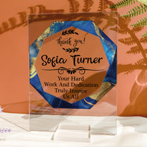 Thank You Gift, Employee Award, Retirement Appreciation, For Manager, Staff - Personalized Acrylic Plaque