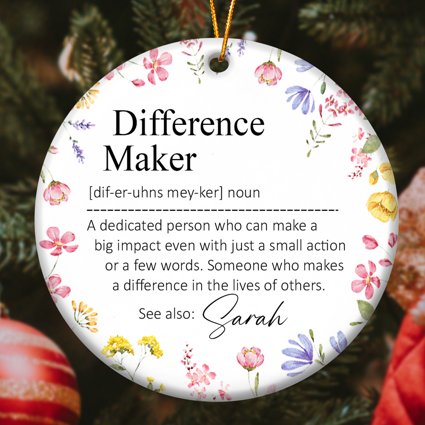 Thank You Gifts - Difference Maker - Mentor Appreciation For Coworkers, Family, Leader, Boss - Personalized Ceramic Ornament