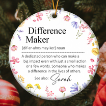 Thank You Gifts - Difference Maker - Mentor Appreciation For Coworkers, Family, Leader, Boss - Personalized Ceramic Ornament