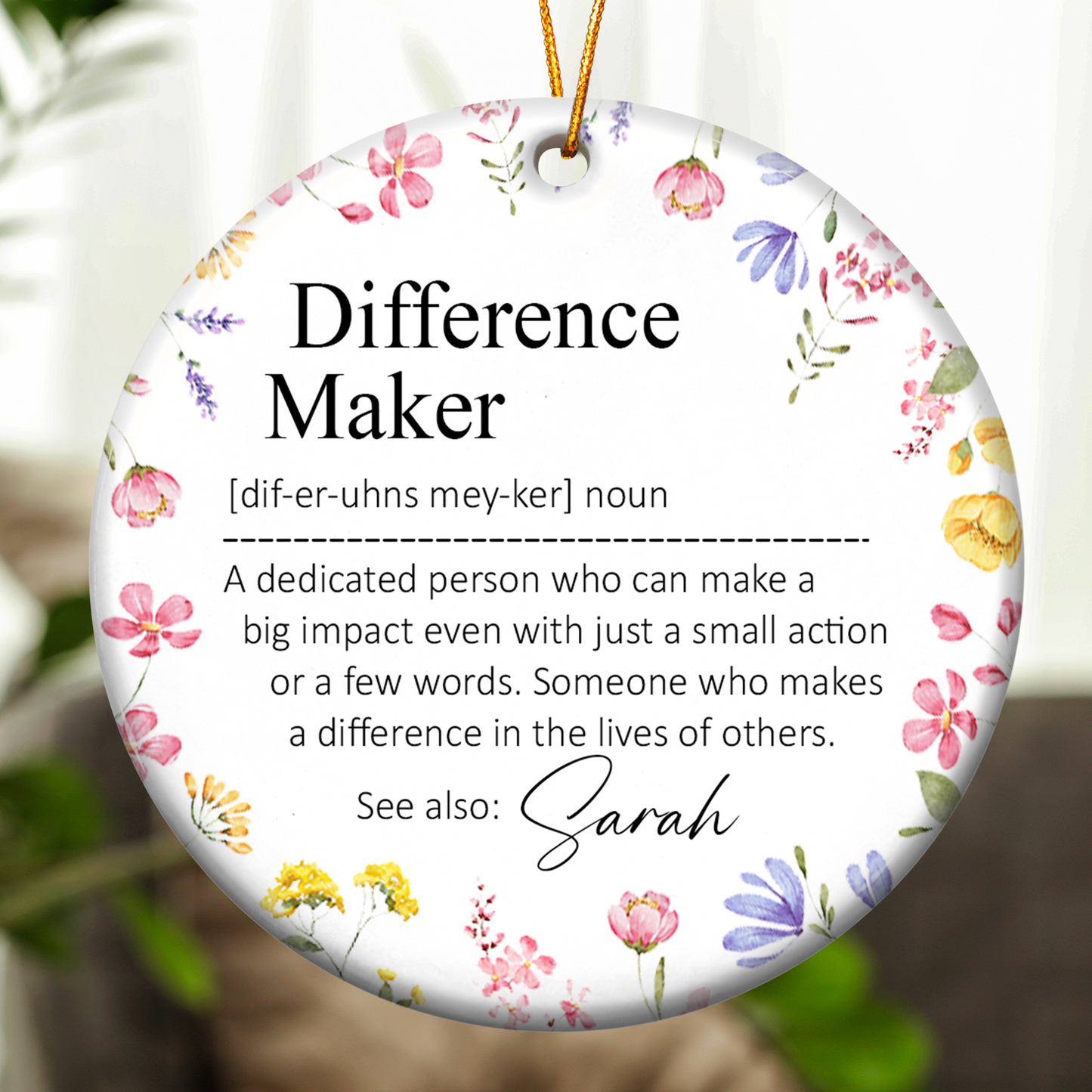Thank You Gifts - Difference Maker - Mentor Appreciation For Coworkers, Family, Leader, Boss - Personalized Ceramic Ornament