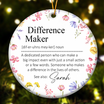 Thank You Gifts - Difference Maker - Mentor Appreciation For Coworkers, Family, Leader, Boss - Personalized Ceramic Ornament