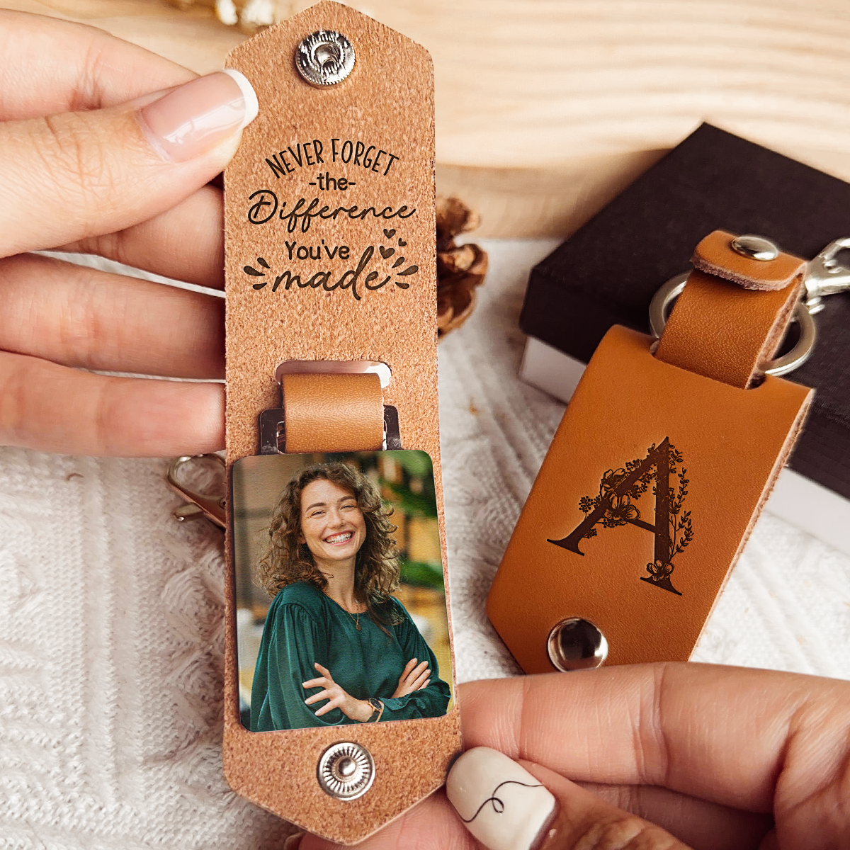 Thank You Gifts Employee Appreciation For Coworkers, Boss - Personalized Leather Photo Keychain