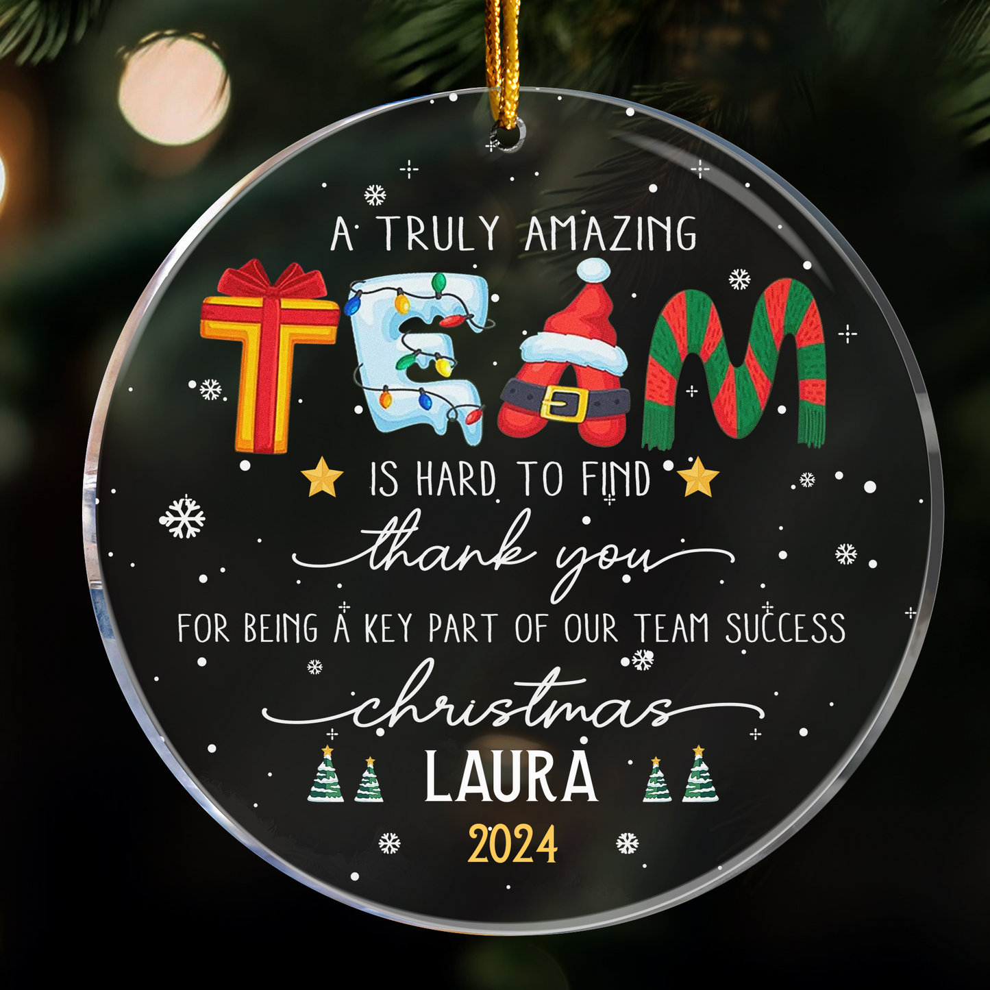 Thank You Gifts For Boss, Coworkers, Friends - A Truly Amazing Team Is Hard To Find - Personalized Acrylic Ornament