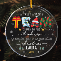 Thank You Gifts For Boss, Coworkers, Friends - A Truly Amazing Team Is Hard To Find - Personalized Acrylic Ornament