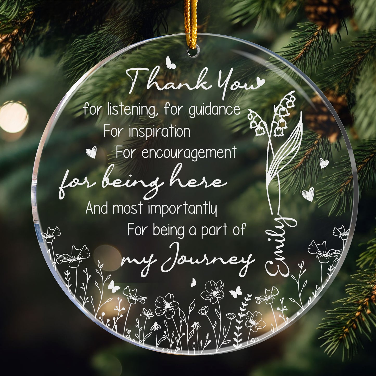 Thank You Gifts For Boss, Coworkers, Friends - Custom Birth Flowers - Personalized Acrylic Ornament