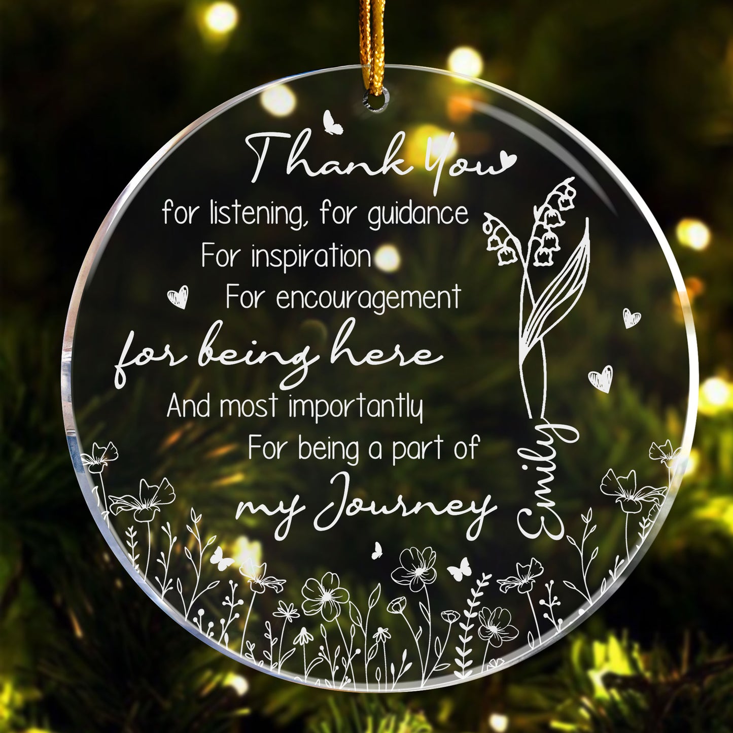 Thank You Gifts For Boss, Coworkers, Friends - Custom Birth Flowers - Personalized Acrylic Ornament