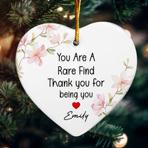 Thank You Gifts For Boss, Coworkers, Friends - You Are A Rare Find - Personalized Ceramic Ornament