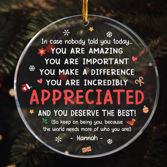 Thank You Gifts For Boss, Coworkers, Friends - You Are Amazing - Personalized Acrylic Ornament