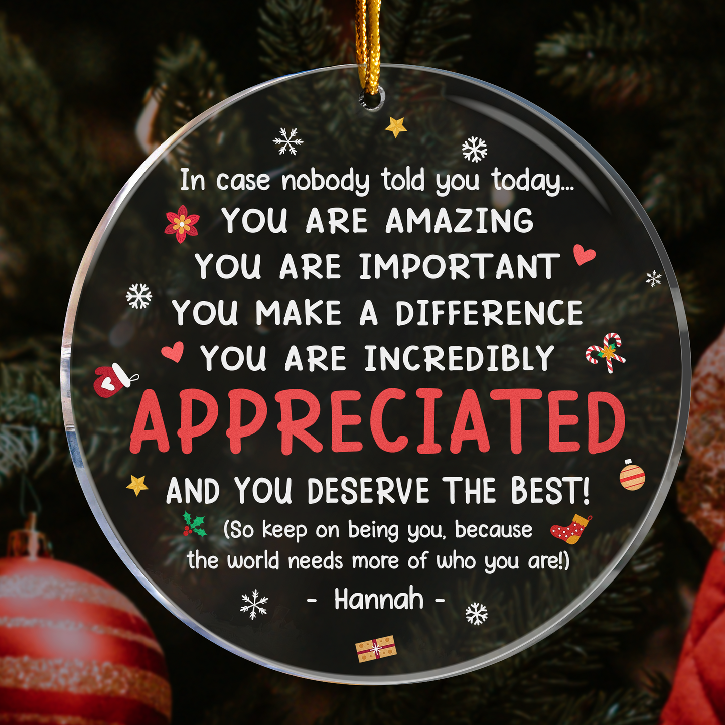 Thank You Gifts For Boss, Coworkers, Friends - You Are Amazing - Personalized Acrylic Ornament