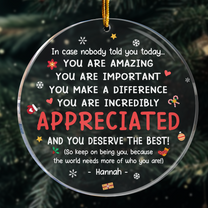 Thank You Gifts For Boss, Coworkers, Friends - You Are Amazing - Personalized Acrylic Ornament