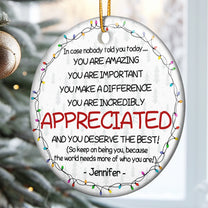 Thank You Gifts For Boss, Coworkers, Friends - You Are Amazing - Personalized Ceramic Ornament