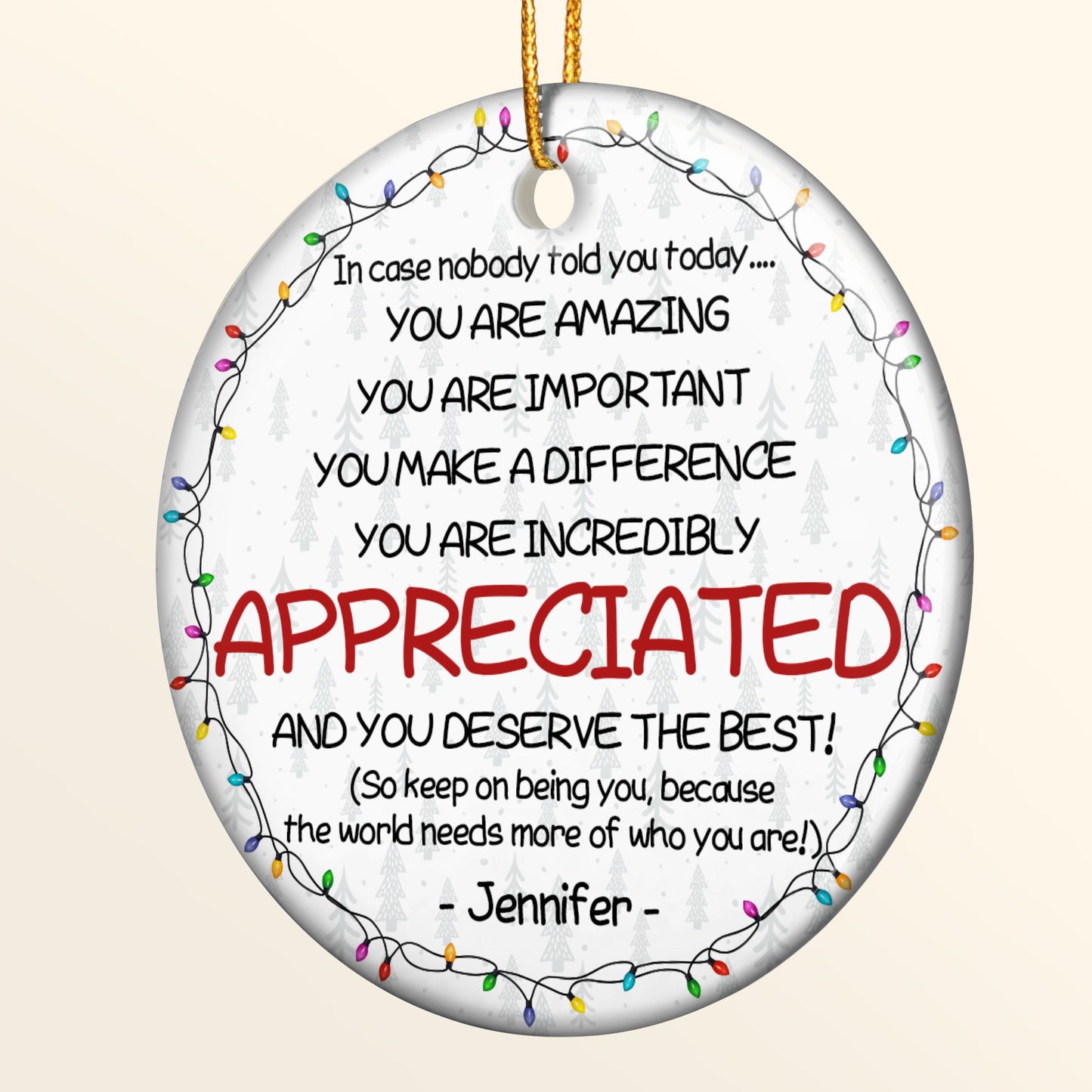 Thank You Gifts For Boss, Coworkers, Friends - You Are Amazing - Personalized Ceramic Ornament