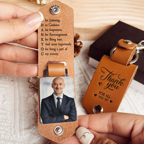 Thank You Gifts For Coworker Colleague Leaving - Personalized Leather Photo Keychain