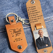 Thank You Gifts For Coworker Colleague Leaving - Personalized Leather Photo Keychain