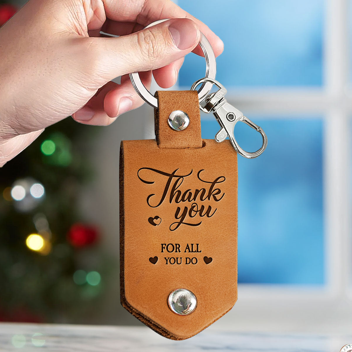 Thank You Gifts For Coworker Colleague Leaving - Personalized Leather Photo Keychain