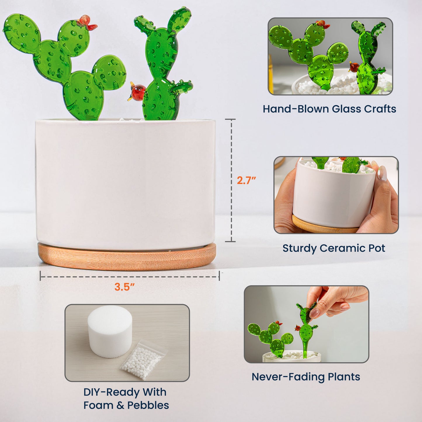 Thank You Gifts For Coworkers, Boss, Mentor, Leaving Gifts - Personalized Plant Pot With Glass Succulents