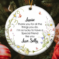 Thank You Gifts For Friends, Family, Mom & Daughters, Coworkers - Personalized Ceramic Ornament