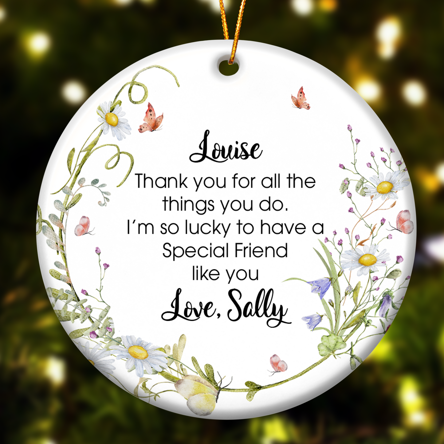 Thank You Gifts For Friends, Family, Mom & Daughters, Coworkers - Personalized Ceramic Ornament