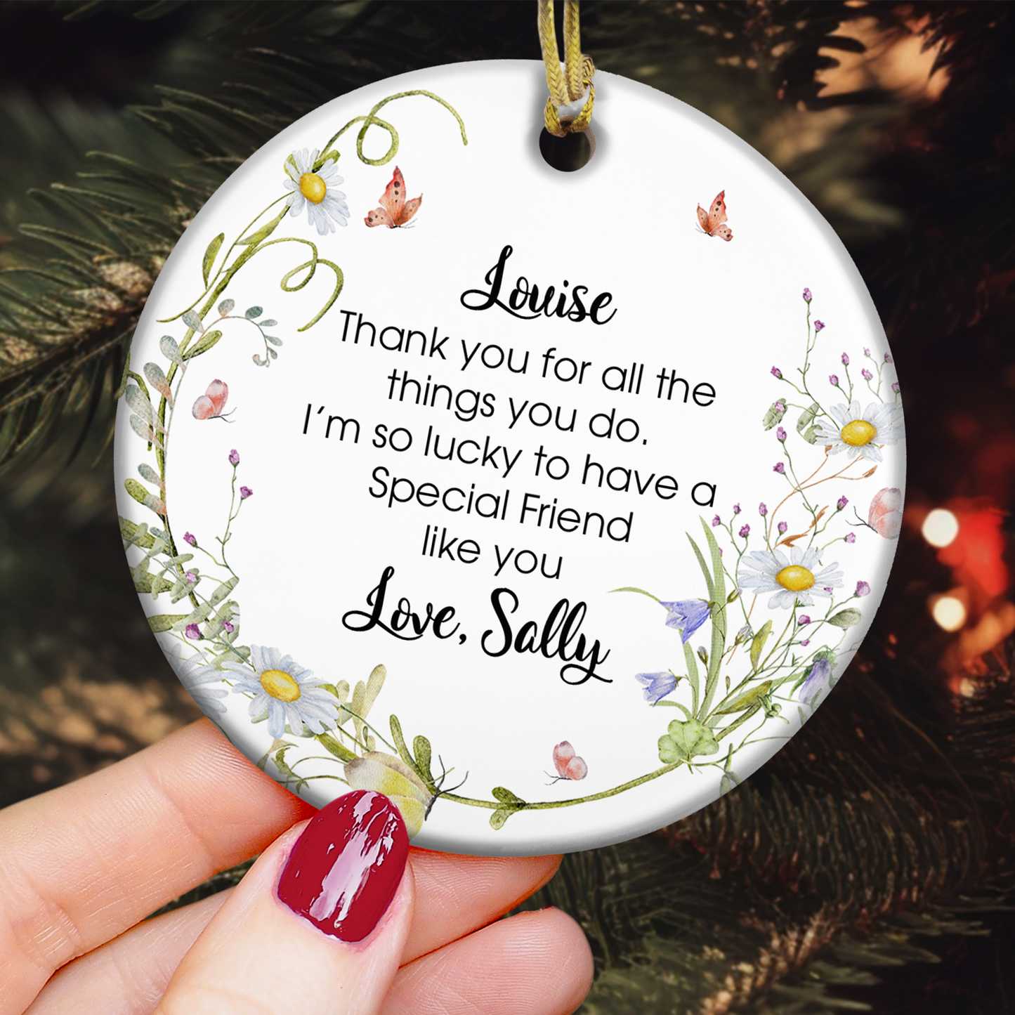 Thank You Gifts For Friends, Family, Mom & Daughters, Coworkers - Personalized Ceramic Ornament