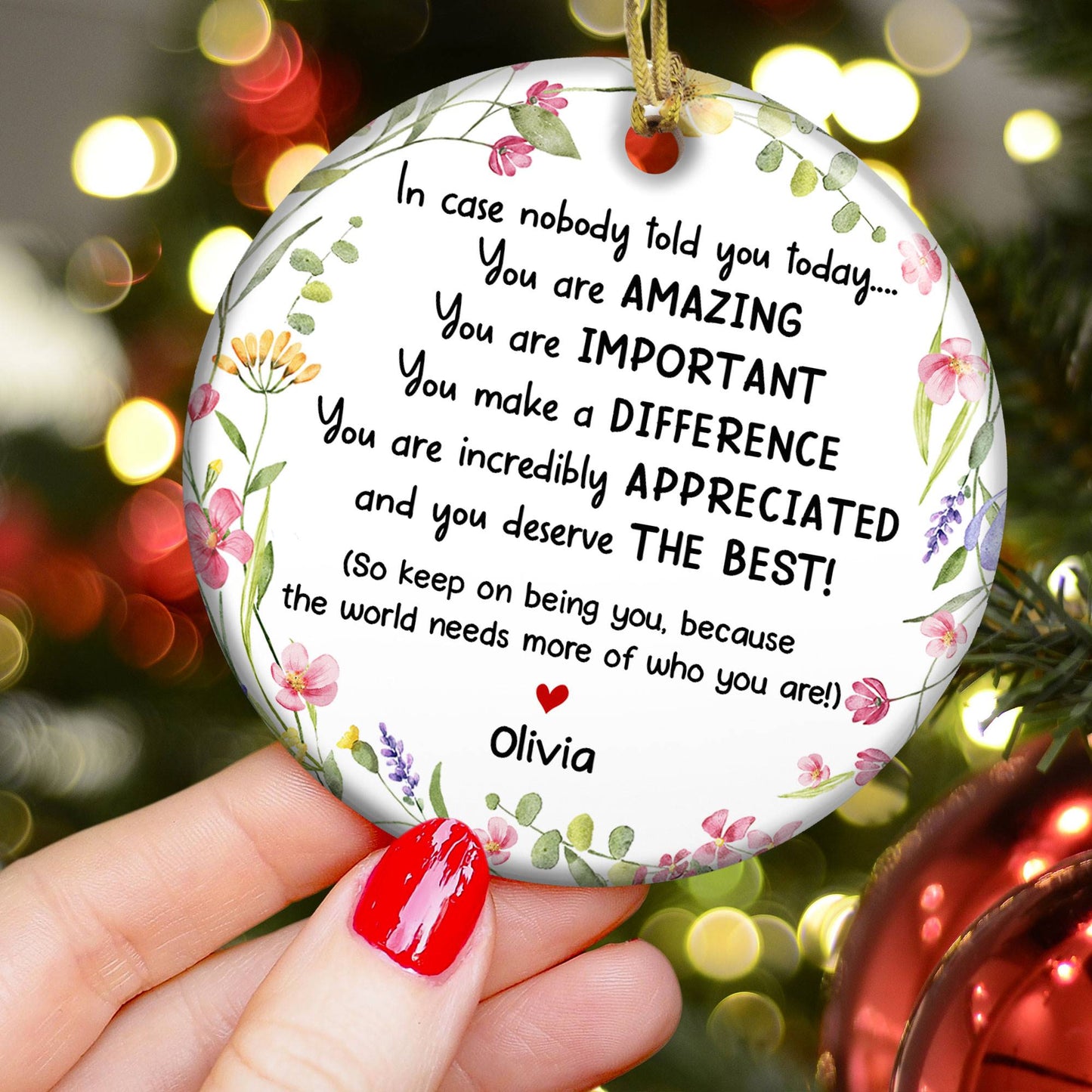 Thank You Gifts - In Case No One Told You Today - Gifts For Friends, Coworkers, Family - Personalized Ceramic Ornament